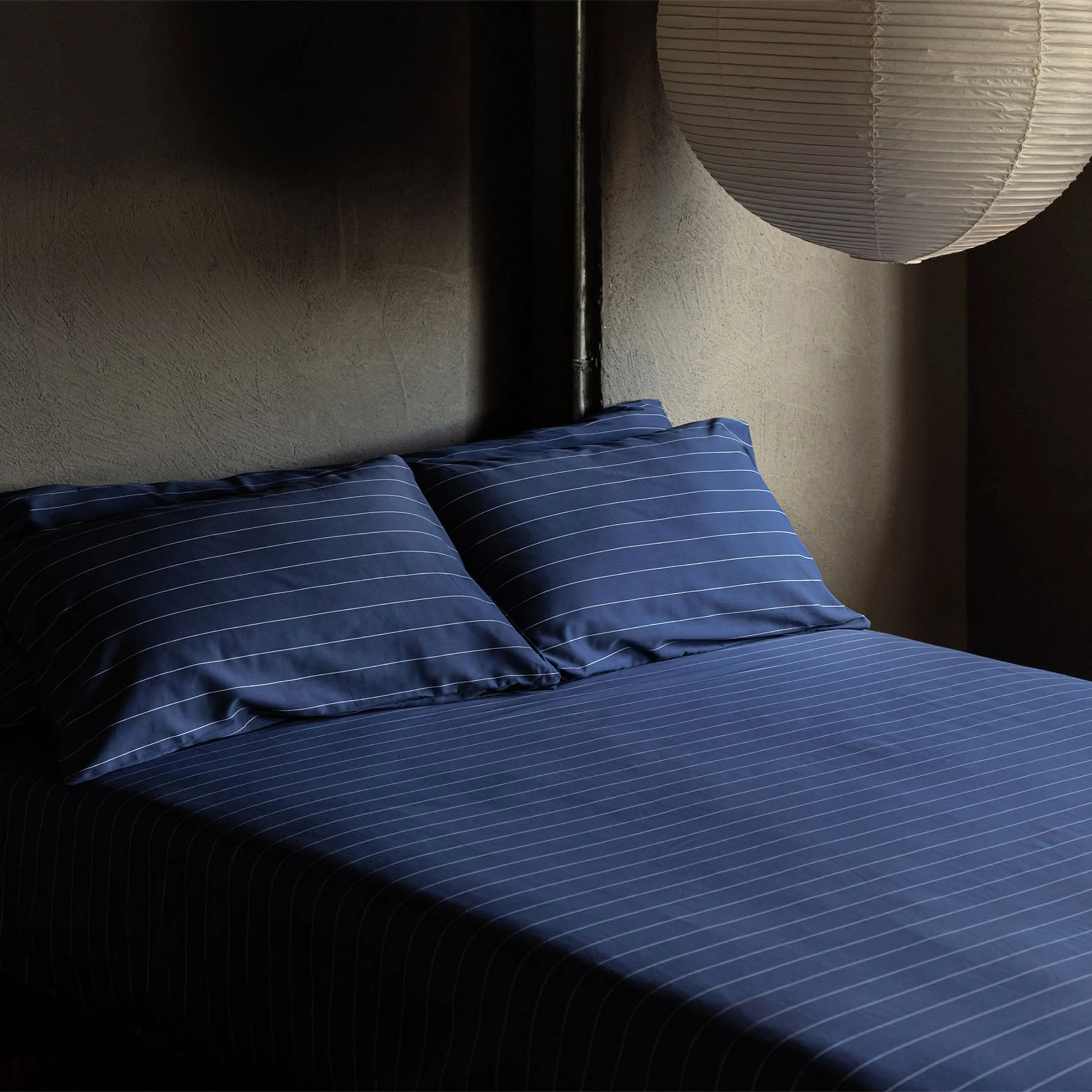 Classic Navy Pinstripes Pillow Case Pair - Image 5